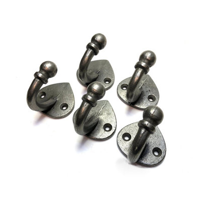 Oakcrafts - Antique Cast Iron Spearhead Robe Hooks Pack of 5 - 50mm