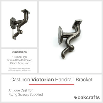 Oakcrafts - Antique Cast Iron Victorian Handrail Bracket - 1