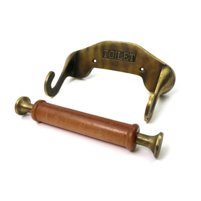 Oakcrafts - Antique Cast Iron Victorian Style Toilet Roll Holder - Brass Finish