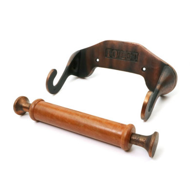 Oakcrafts - Antique Cast Iron Victorian Style Toilet Roll Holder - Copper Finish