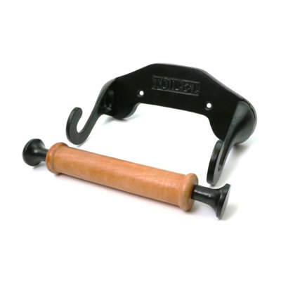 Oakcrafts - Antique Cast Iron Victorian Style Toilet Roll Holder - Epoxy Black Finish