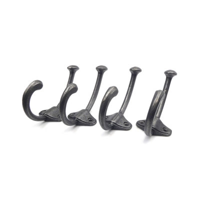 IronmongeryWorld® 4 X Cast Iron Coat Hook Ceramic Tip Retro Vintage
