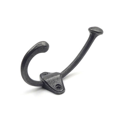 Oakcrafts - Antique Cast Iron Welton Coat Hook - Pack of 4 Hooks - 3