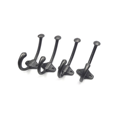 Oakcrafts - Antique Cast Iron Welton Coat Hook - Pack of 4 Hooks - 4