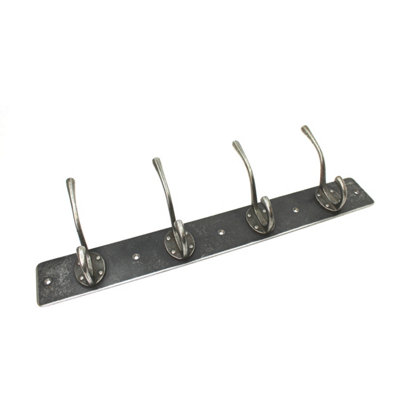 Oakcrafts - Antique Steel Victorian 4 Hook Rail - 500mm