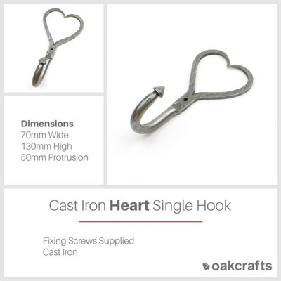 Oakcrafts - Cast Iron Heart Design Single Hook