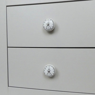 Oakcrafts - Ceramic Paris Clock Face Cabinet Knob - 40mm - Pack of 4