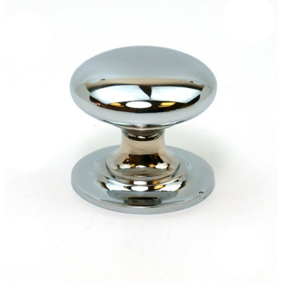 Oakcrafts - Chrome on Solid Brass Heavy Cabinet Knob - 35mm Diameter - Pack of 6
