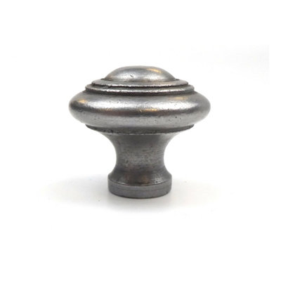 Oakcrafts - Domed Cast Iron Knob With Rings - 32mm Diameter - Pack of 6