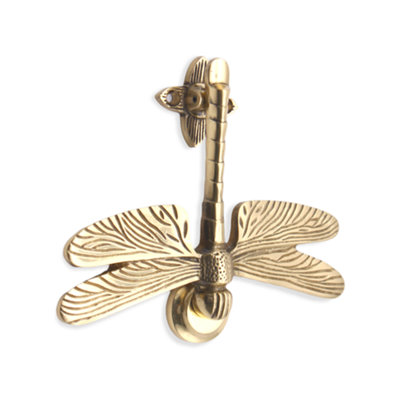 Oakcrafts - Dragonfly Door Knocker Polished Brass Finish