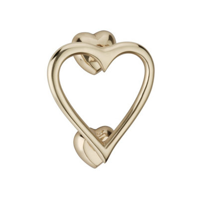 Oakcrafts - Heart Door Knocker Polished Brass Finish