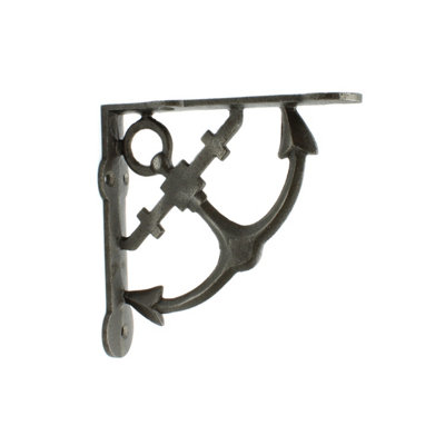 Oakcrafts - Pair of Antique Cast Iron Anchor Shelf Brackets - 125mm x 125mm - 4