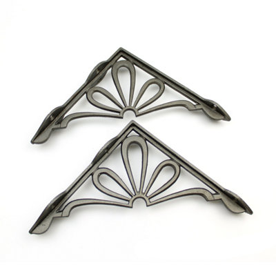 Oakcrafts - Pair of Antique Cast Iron Daisy Shelf Brackets 150mm x 150mm - 3