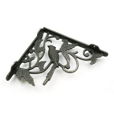 Oakcrafts - Pair of Antique Cast Iron Decorative Bird Shelf Brackets - 180mm x 190mm