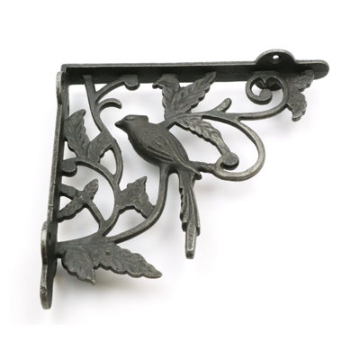 Oakcrafts - Pair of Antique Cast Iron Decorative Bird Shelf Brackets - 180mm x 190mm - 4