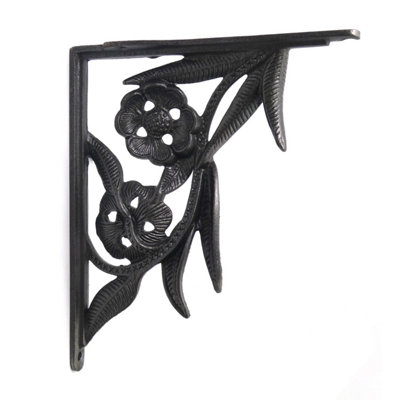 Oakcrafts - Pair of Antique Cast Iron Decorative Flower Shelf Brackets - 200mm x 175mm - 3
