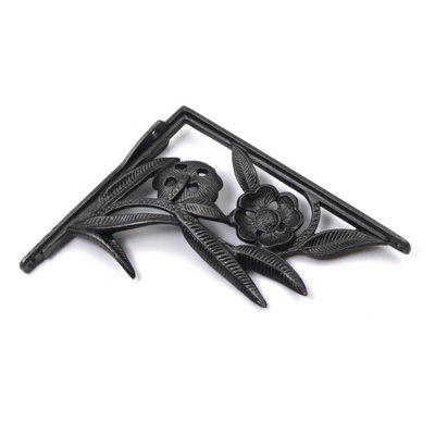 Oakcrafts - Pair of Antique Cast Iron Decorative Flower Shelf Brackets - 200mm x 175mm - 4
