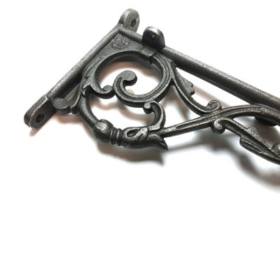 Oakcrafts - Pair of Antique Cast Iron Decorative Lipped Shelf Brackets - 105mm x 160mm - 3