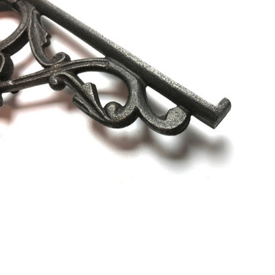 Oakcrafts - Pair of Antique Cast Iron Decorative Lipped Shelf Brackets - 105mm x 160mm - 4