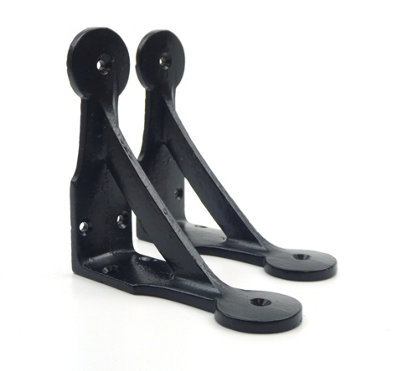 Oakcrafts - Pair of Antique Cast Iron Gallows Brackets in Epoxy Black Finish - 100mm x 100mm - 3