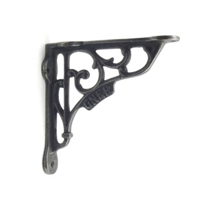 Oakcrafts - Pair of Antique Cast Iron 'GNER' Railway Victorian Style Shelf Brackets - 125mm x 125mm - 4