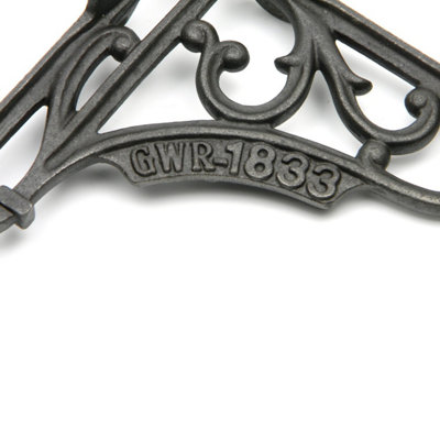 Oakcrafts - Pair of Antique Cast Iron 'GWR 1833' Shelf Brackets - 150mm x 150mm - 3
