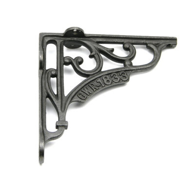 Oakcrafts - Pair of Antique Cast Iron 'GWR 1833' Shelf Brackets - 150mm x 150mm - 4