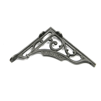 Oakcrafts - Pair of Antique Cast Iron 'GWR 1833' Shelf Brackets - 180mm x 200mm