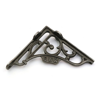 Oakcrafts - Pair of Antique Cast Iron 'GWR' Railway Shelf Brackets - 125mm x 125mm - 4