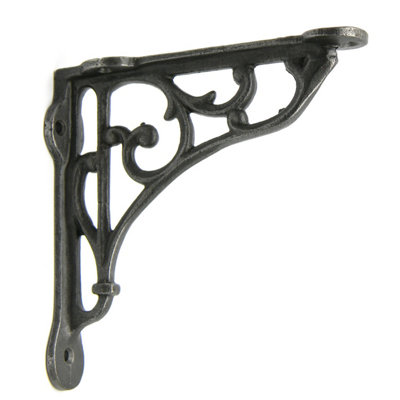 Oakcrafts - Pair of Antique Cast Iron Heritage Shelf Brackets - 125mm x 125mm - 3