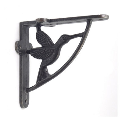 Oakcrafts -Pair of Antique Cast Iron Hummingbird Shelf Brackets - 130mm x 130mm - 3