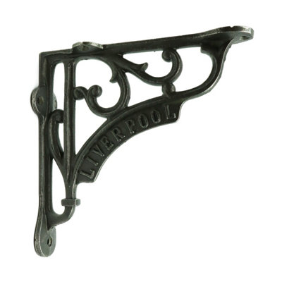 Oakcrafts - Pair of Antique Cast Iron Liverpool Shelf Brackets - 150mm x 150mm - 3