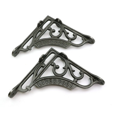 Oakcrafts - Pair of Antique Cast Iron Liverpool Shelf Brackets - 150mm x 150mm - 4