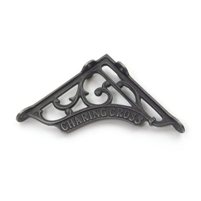 Oakcrafts - Pair of Antique Cast Iron London Charing Cross Shelf Brackets  - 125mm x 125mm