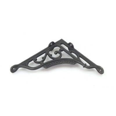 Oakcrafts - Pair of Antique Cast Iron London Charing Cross Shelf Brackets - 195mm x 180mm