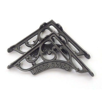 Oakcrafts - Pair of Antique Cast Iron London Kings Cross Shelf Brackets - 125mm x 125mm - 4