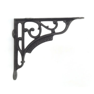 Oakcrafts - Pair of Antique Cast Iron London Kings Cross Shelf Brackets - 180mm x 200mm - 4