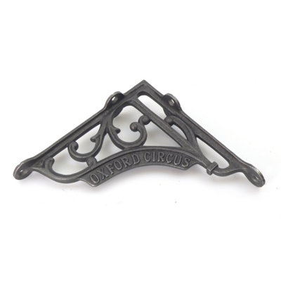 Oakcrafts - Pair of Antique Cast Iron London 'Oxford Circus' Shelf Brackets - 150mm x 150mm