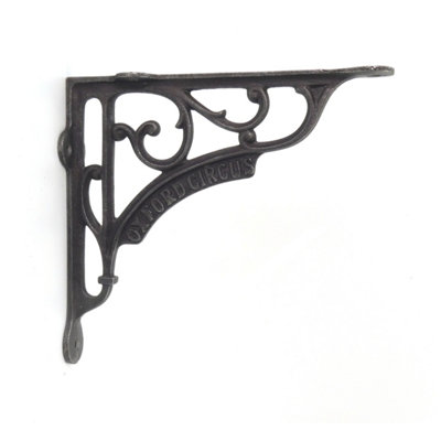 Oakcrafts - Pair of Antique Cast Iron London 'Oxford Circus' Shelf Brackets - 195mm x 170mm - 3