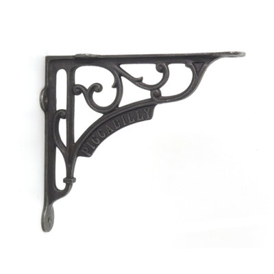Oakcrafts - Pair of Antique Cast Iron London Piccadilly Shelf Bracket - 195mm x 180mm - 3