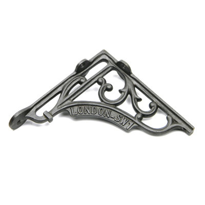 Oakcrafts - Pair of Antique Cast Iron London SW1 Shelf Brackets 150mm x 150mm - 3