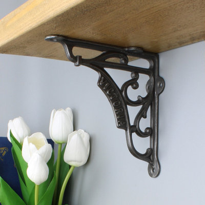 Oakcrafts - Pair of Antique Cast Iron London Victoria Shelf Brackets - 125mm x 125mm