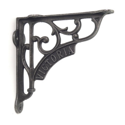Oakcrafts - Pair of Antique Cast Iron London Victoria Shelf Brackets - 125mm x 125mm - 3