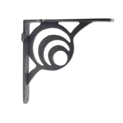 Oakcrafts - Pair of Antique Cast Iron Lunar Shelf Brackets - 150mm x 150mm - 5