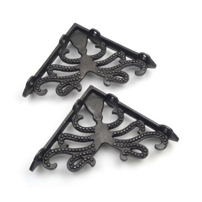 Oakcrafts - Pair of Antique Cast Iron Octopus Shelf Brackets - 150mm x 150mm - 4