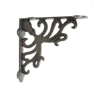 Oakcrafts - Pair of Antique Cast Iron Octopus Shelf Brackets - 180mm x 180mm - 3
