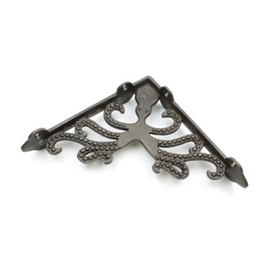 Oakcrafts - Pair of Antique Cast Iron Octopus Shelf Brackets - 180mm x 180mm - 4