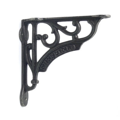 Oakcrafts - Pair of Antique Cast Iron Sheffield Shelf Brackets - 150mm x 150mm - 3