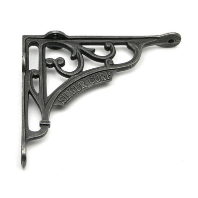 Oakcrafts - Pair of Antique Cast Iron Singer Corp Shelf Brackets - 180mm x 200mm - 3