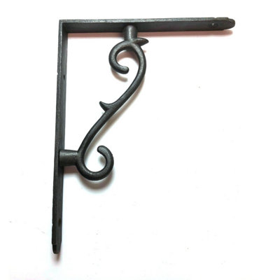 Oakcrafts - Pair of Antique Cast Iron Thorn Shelf Brackets - 175mm x 135mm - 3